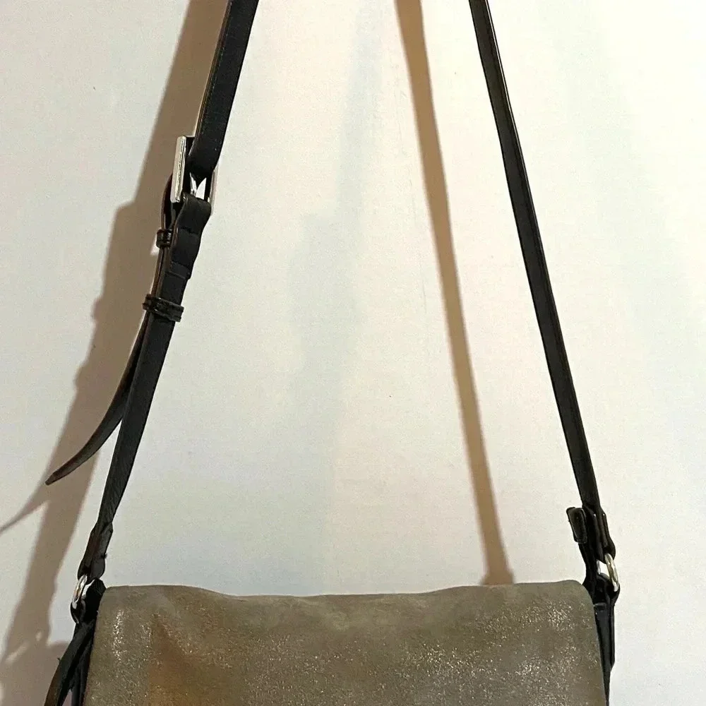Aimee Kestenberg black grey leather suede satchel handbag